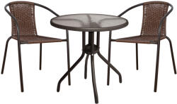  Set mobilier de gradina, 3 piese, 2 scaune + masa, nuanta maro (HM5015.02+HM5146.02)