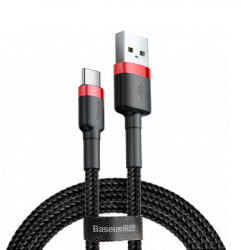 Baseus Cafule USB-A to USB-C adatkábel, töltőkábel, piros (18W, 3A, 0.5m, CATKLF-D91)