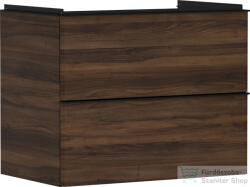 Hansgrohe XELU Q 78x47, 5 cm-es 2 fiókos fali szekrény matt fekete fogantyúval, sötét dió 54030670 (54030670)