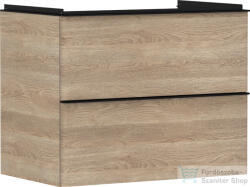 Hansgrohe XELU Q 78x47, 5 cm-es 2 fiókos fali szekrény matt fekete fogantyúval, természetes tölgy 54029670 (54029670)