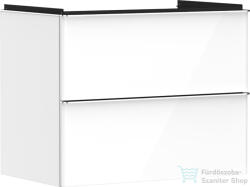 Hansgrohe XELU Q 78x47, 5 cm-es 2 fiókos fali szekrény króm fogantyúval, fényes fehér 54027000 (54027000)
