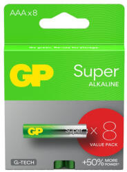 GP Batteries Super Alkáli G-TECH AAA Mikro LR03 elem x 8 db (24A21-SBV8)