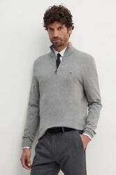 Tommy Hilfiger pamut pulóver könnyű, szürke, félgarbó nyakú, MW0MW37331 - szürke S