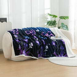  Patura miel din microplus VIOLET BUTTERFLY albastru inchis Dimensiune: 200 x 220 cm Patura