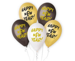 Happy New Year léggömb, lufi 5 db-os 13 inch (33 cm) (MLG935370)