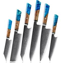 HARAHU KU-20025 damaszk késkészlet - Kék KP20025