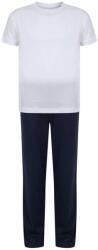 Towel City Hosszú pamut gyerek pizsama szettben - Fehér / sötétkék | 9-10 éves (TC059-1000290610)