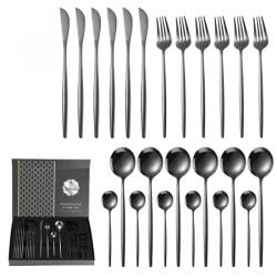 HARAHU QU-27315 24 darabos evőeszközkészlet - Fekete KP27315