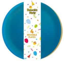  Színes Party félig átlátszó műanyag tányér 4 db-os