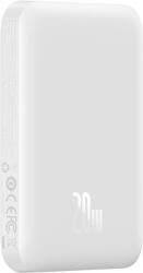 Baseus PPCXM10 Magnetic Mini Power Bank and Wireless Charger, 10000 mAh, 20W hordozható külső akkumulátor és vezeték nélküli Qi és Magsafe töltő, USB-C/USB-C kábellel, fehér
