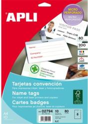Apli Névjegykártya, 90x55mm, 200 g, mikroperforált, APLI, 10lap/cs (02794) - tonerpiac