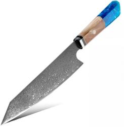 HARAHU Cuțit de bucătărie Damasc KU-20030 - Chef / Albastru / 33.8cm KP20030