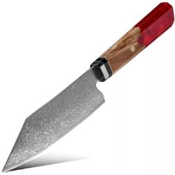 HARAHU Cuțit de bucătărie Damasc KU-20016 - Cleaver Mic / Roșu / 26.1cm KP20016