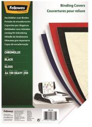 Fellowes Hátlap, A4, 250 g, fényes, FELLOWES "Chromolux", fekete, 100db/cs (5378504) - tonerpiac