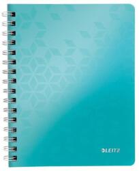 Leitz Spirálfüzet, A5, vonalas, 80 lap, LEITZ "Wow", jégkék (46390051)