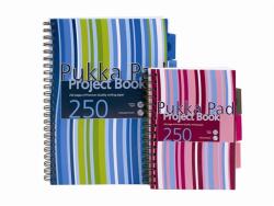 Pukka Pad Spirálfüzet, A5, vonalas, 125 lap, PUKKA PAD "Stripe project book (A15555021/PROBA5-LINED)