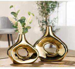  „Malta exkluzív, fényes arany színű modern kerámia váza - 23 cm