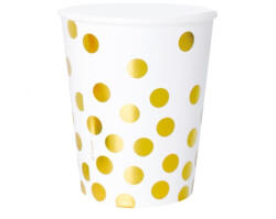 Godan Gold Dots White, Pöttyös papír pohár 6 db-os 270 ml (MLG631712)