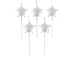 Ezüst csillag Metallic Silver tortagyertya, gyertya szett 5 db-os (MLG130034) - decorit