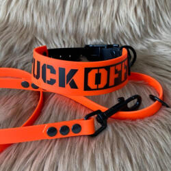 Dog And You Biothane ® szett 3, 8 cm széles "Fuck off" narancs póráz (Biothanefuckofffnarancs38)