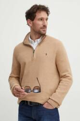 Ralph Lauren pamut pulóver könnyű, barna, félgarbó nyakú - bézs XXL