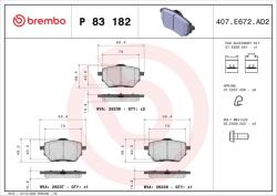 BREMBO set placute frana, frana disc BREMBO P 83 182 - centralcar