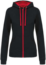 Kariban KA467 NŐI KONTRASZTOS KAPUCNIS VÉGIG CIPZÁRAS PULÓVER (ka467bl/re-2xl)