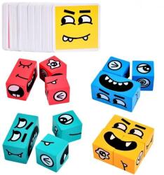 Flippy Jucarie pentru copii montessori Flippy, cub din lemn, asamblare fete, 64 de carti distractive, pentru baieti si fete, varsta +3 ani, educativ, multicolor (teo-125306)