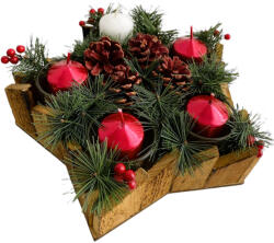Due Esse Christmas srl Adventi koszorú, adventi dísz, 5 db gyertyával, 25 cm x 25 cm (00048)
