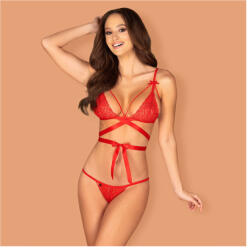 Obsessive Lovlea Set piros csipke melltartó és tanga készlet