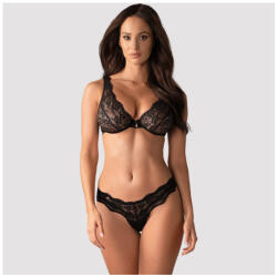 Obsessive Luvae - virágos, strasszos melltartó szett (fekete) - lolipop