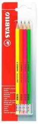 STABILO Комплект графитни моливи с гума, Stabilo, Swano fluo HB, 4 броя (STAG49074Х1HB-BL)