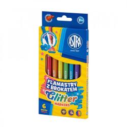 Astra Комплект Astra Glitter кръгли флумастери с блясък, 6 цвята (AS314023001)
