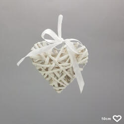  Fehér vessző szív fém vázon 10cm - csinaldmagadshop