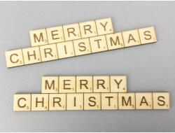 Natúr fa - "MERRY CHRISTMAS" scrabble tábla 3x13, 8cm 2db/csomag - csinaldmagadshop