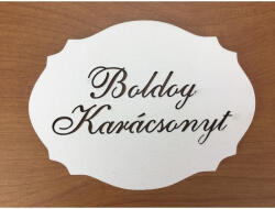 Natúr fa - "Boldog Karácsonyt" kiesős tábla fehér 7, 5x10cm - csinaldmagadshop