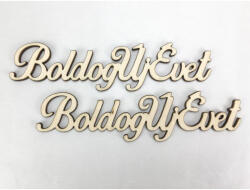 Natúr fa - "Boldog Új Évet" felirat 14, 5cm 2db/csomag - csinaldmagadshop