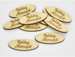 Natúr fa - "Boldog Névnapot" ovál tábla 2x4, 9cm 10db/csomag - csinaldmagadshop
