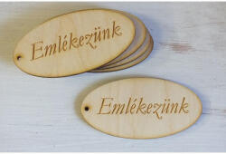  Natúr fa - "Emlékezünk" gravírozott ovál tábla 5db/csomag - csinaldmagadshop