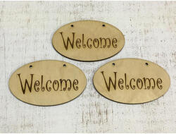 Natúr fa - "Welcome" ovál tábla 3db/csomag - csinaldmagadshop