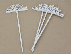 Fa - Beszúrós "Boldog születésnapot" felirat fehér 29cm 4db/csomag - csinaldmagadshop