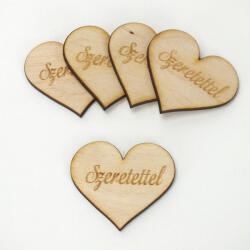 Natúr fa - Szív "Szeretettel" 4cm 5db/cs - csinaldmagadshop
