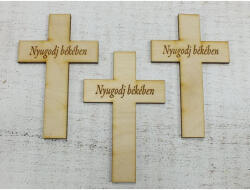 Natúr fa - Kereszt "Nyugodj békében" 10cm 3db/csomag - csinaldmagadshop