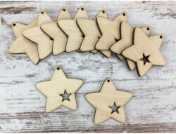  Natúr fa - Díszített csillag 4, 5cm 10db/csomag - csinaldmagadshop