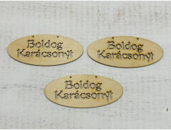  Natúr fa - "Boldog Karácsonyt" áttört tábla 3db/csomag - csinaldmagadshop