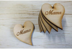  Natúr fa - "Mama" gravírozott szív 5cm 10db/csomag - csinaldmagadshop