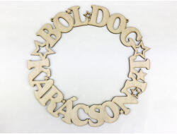 Natúr fa - "Boldog Karácsonyt" koszorú 25cm - csinaldmagadshop