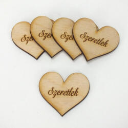 Natúr fa - Szív "Szeretlek" 4cm 5db/cs - csinaldmagadshop