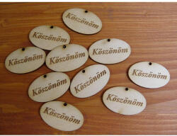 Natúr fa - "Köszönöm" gravírozott ovál tábla 2, 5x4cm 10db/csomag - csinaldmagadshop