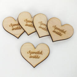 Natúr fa - Szív "Szeretlek, örökké" 4cm 5db/cs - csinaldmagadshop
